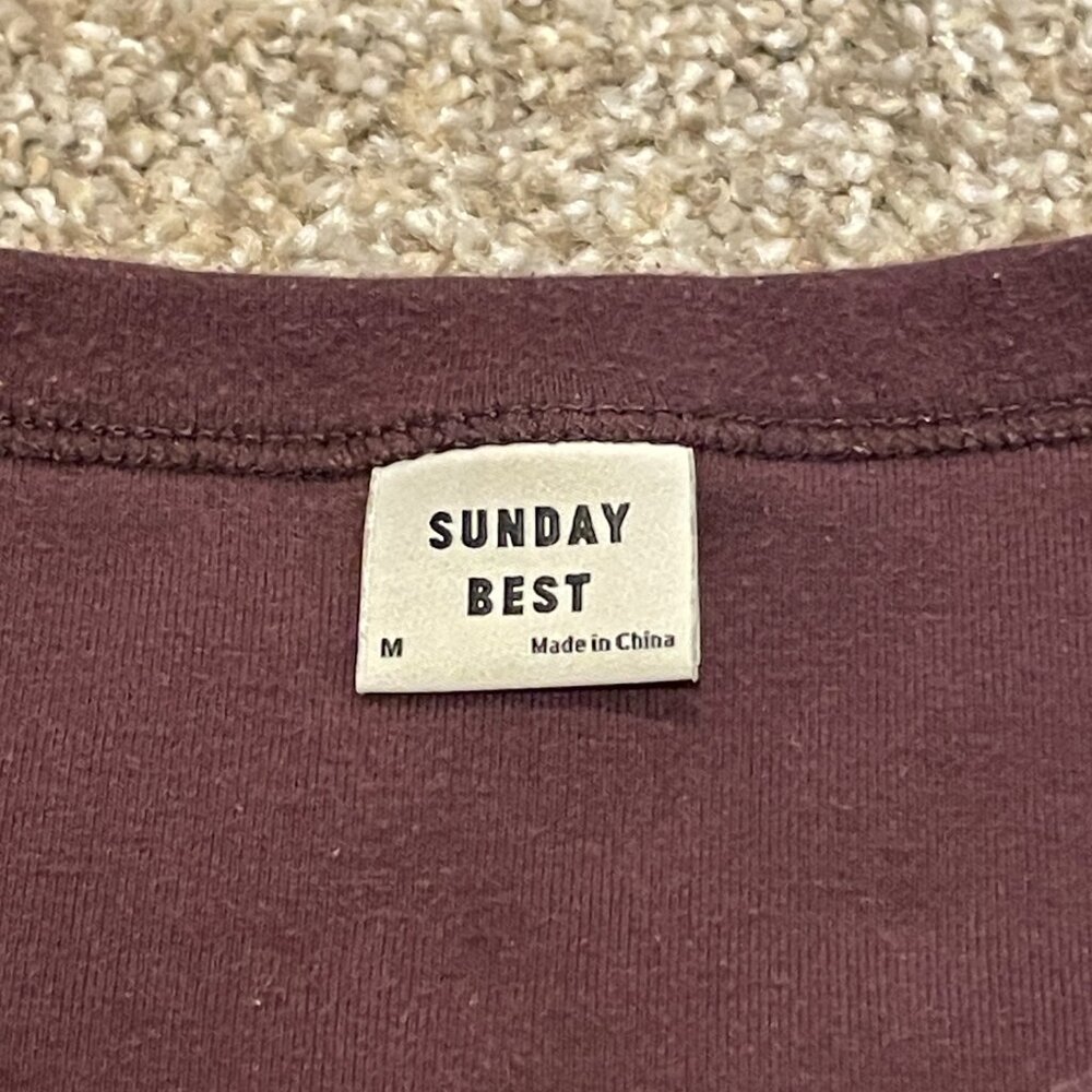 Sunday Best Aritzia Short Sleeve T Shirt Maroon/Wine Size M - Picture 4 of 9